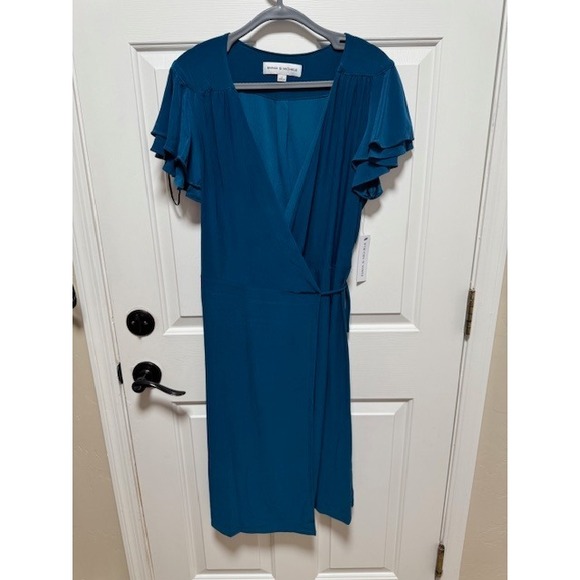 New Emma & Michele Teal blue wrap around dress‎ Size L - Picture 1 of 6